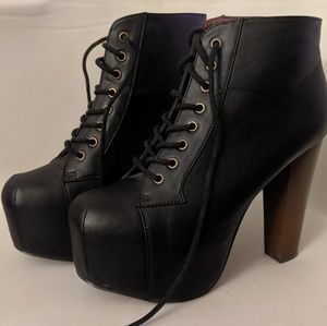 Chunky black ankle booties
